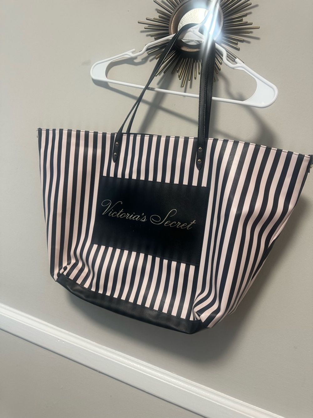 Victoria's Secret Pink and Black Striped Tote
